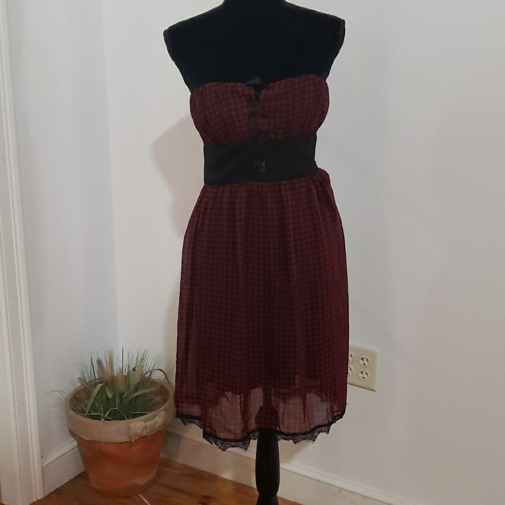 Red and black checkered dress